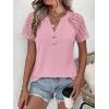 imageANRABESS Womens Short Sleeve Lace Shirt  Trendy Henley V Neck Blouse Versatile Business Casual Office Top for Work amp SummerPink