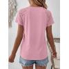 imageANRABESS Womens Short Sleeve Lace Shirt  Trendy Henley V Neck Blouse Versatile Business Casual Office Top for Work amp SummerPink
