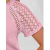 imageANRABESS Womens Short Sleeve Lace Shirt  Trendy Henley V Neck Blouse Versatile Business Casual Office Top for Work amp SummerPink