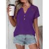 imageANRABESS Womens Short Sleeve Lace Shirt  Trendy Henley V Neck Blouse Versatile Business Casual Office Top for Work amp SummerPurple