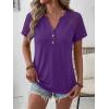 imageANRABESS Womens Short Sleeve Lace Shirt  Trendy Henley V Neck Blouse Versatile Business Casual Office Top for Work amp SummerPurple