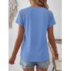 imageANRABESS Womens Short Sleeve Lace Shirt  Trendy Henley V Neck Blouse Versatile Business Casual Office Top for Work amp SummerSky Blue