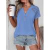 imageANRABESS Womens Short Sleeve Lace Shirt  Trendy Henley V Neck Blouse Versatile Business Casual Office Top for Work amp SummerSky Blue