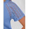imageANRABESS Womens Short Sleeve Lace Shirt  Trendy Henley V Neck Blouse Versatile Business Casual Office Top for Work amp SummerSky Blue