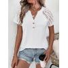 imageANRABESS Womens Short Sleeve Lace Shirt  Trendy Henley V Neck Blouse Versatile Business Casual Office Top for Work amp SummerWhite