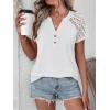 imageANRABESS Womens Short Sleeve Lace Shirt  Trendy Henley V Neck Blouse Versatile Business Casual Office Top for Work amp SummerWhite