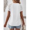 imageANRABESS Womens Short Sleeve Lace Shirt  Trendy Henley V Neck Blouse Versatile Business Casual Office Top for Work amp SummerWhite