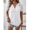 imageANRABESS Womens Short Sleeve Lace Shirt  Trendy Henley V Neck Blouse Versatile Business Casual Office Top for Work amp SummerWhite