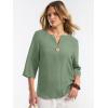 imageANRABESS Womens Tops 34 Sleeve Dressy Casual V Neck Henley Tee Shirts 2026 Summer Business Work Blouses Fashion ClothesLight Green