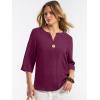 imageANRABESS Womens Tops 34 Sleeve Dressy Casual V Neck Henley Tee Shirts 2026 Summer Business Work Blouses Fashion ClothesPurple Red