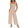 imageANRABESS Jumpsuits for Women Dressy One Piece Summer Outfits Wide Leg Sleeveless Smocked Romper Jumpers Casual Beach OverallsParchment