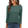 imageANRABESS Women 34 Length Sleeve Tops 2026 Summer Tshirts Boat Neck Tunic Shirt Basic Tee Blouse Fall Travel Outfits ClothesForest Green
