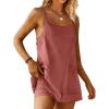 imageANRABESS Women Athletic Tennis Dress 2026 Summer Square Neck Active Romper Built in Shorts Casual Athleisure Mini DressesRust