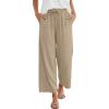imageANRABESS Women Wide Leg Capri Pants Summer Palazzo High Waisted Casual Loose Lounge Flowy Cropped Beach Trousers Work OutfitsYellow Khaki