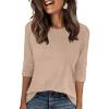 imageANRABESS Womens 34 Sleeve TopWrinkleFree Soft TShirtsCrew Neck Basic TeeCasual Summer Spring Clothes Daily Work TravelAlmond
