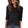 imageANRABESS Womens 34 Sleeve TopWrinkleFree Soft TShirtsCrew Neck Basic TeeCasual Summer Spring Clothes Daily Work TravelBlack