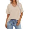 imageANRABESS Womens Oversized Acid Washed TShirt Short Sleeve Vintage Casual V Neck Tops 2026 Summer Basic Tee Trendy ClothesBeige