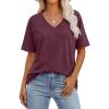 imageANRABESS Womens Oversized Acid Washed TShirt Short Sleeve Vintage Casual V Neck Tops 2026 Summer Basic Tee Trendy ClothesRed Brown