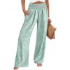 imageANRABESS Womens Palazzo Pants Striped amp Gingham Lounge amp Casual Cute Pajama Pants Wide Leg High Waisted PocketsGreen White Plaid