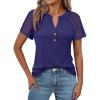 imageANRABESS Womens Short Sleeve Lace Shirt  Trendy Henley V Neck Blouse Versatile Business Casual Office Top for Work amp SummerNavy Blue