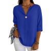 imageANRABESS Womens Tops 34 Sleeve Dressy Casual V Neck Henley Tee Shirts 2026 Summer Business Work Blouses Fashion ClothesRoyal Blue