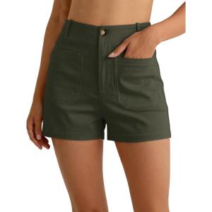 imageANRABESS Shorts for Women Dressy Stretchy Comfort Business Casual Work 2026 Summer Cute WrinkleFree Shorts with Flat PocketsArmy Green