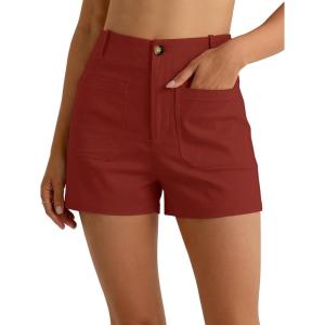 imageANRABESS Shorts for Women Dressy Stretchy Comfort Business Casual Work 2026 Summer Cute WrinkleFree Shorts with Flat PocketsBrick Red