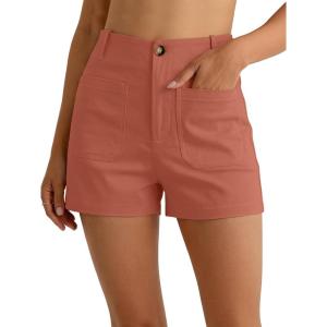 imageANRABESS Shorts for Women Dressy Stretchy Comfort Business Casual Work 2026 Summer Cute WrinkleFree Shorts with Flat PocketsDark Coral