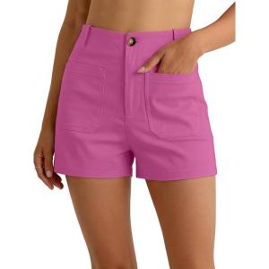 imageANRABESS Shorts for Women Dressy Stretchy Comfort Business Casual Work 2026 Summer Cute WrinkleFree Shorts with Flat PocketsHot Pink