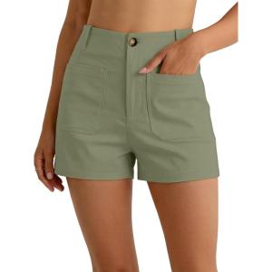 imageANRABESS Shorts for Women Dressy Stretchy Comfort Business Casual Work 2026 Summer Cute WrinkleFree Shorts with Flat PocketsLight Green