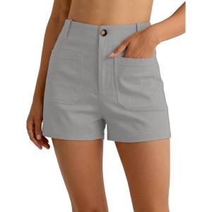 imageANRABESS Shorts for Women Dressy Stretchy Comfort Business Casual Work 2026 Summer Cute WrinkleFree Shorts with Flat PocketsLight Grey
