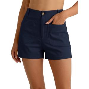 imageANRABESS Shorts for Women Dressy Stretchy Comfort Business Casual Work 2026 Summer Cute WrinkleFree Shorts with Flat PocketsNavy Blue