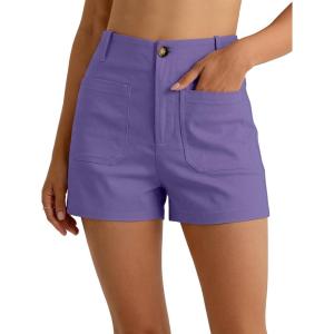 imageANRABESS Shorts for Women Dressy Stretchy Comfort Business Casual Work 2026 Summer Cute WrinkleFree Shorts with Flat PocketsPurple
