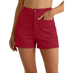 imageANRABESS Shorts for Women Dressy Stretchy Comfort Business Casual Work 2026 Summer Cute WrinkleFree Shorts with Flat PocketsRed