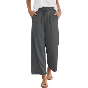 imageANRABESS Women Wide Leg Capri Pants Summer Palazzo High Waisted Casual Loose Lounge Flowy Cropped Beach Trousers Work OutfitsDark Gray