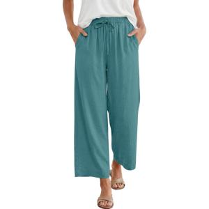imageANRABESS Women Wide Leg Capri Pants Summer Palazzo High Waisted Casual Loose Lounge Flowy Cropped Beach Trousers Work OutfitsLake