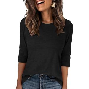 imageANRABESS Womens 34 Sleeve TopWrinkleFree Soft TShirtsCrew Neck Basic TeeCasual Summer Spring Clothes Daily Work TravelBlack