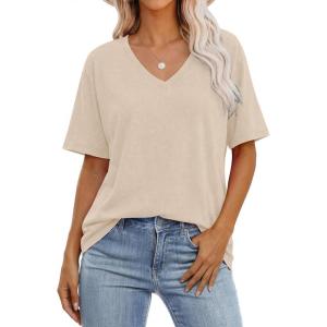 imageANRABESS Womens Oversized Acid Washed TShirt Short Sleeve Vintage Casual V Neck Tops 2026 Summer Basic Tee Trendy ClothesBeige