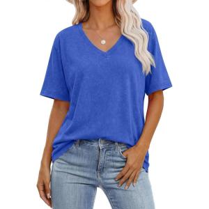 imageANRABESS Womens Oversized Acid Washed TShirt Short Sleeve Vintage Casual V Neck Tops 2026 Summer Basic Tee Trendy ClothesBlue