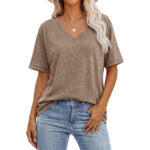 imageANRABESS Womens Oversized Acid Washed TShirt Short Sleeve Vintage Casual V Neck Tops 2026 Summer Basic Tee Trendy ClothesCoffee