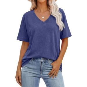 imageANRABESS Womens Oversized Acid Washed TShirt Short Sleeve Vintage Casual V Neck Tops 2026 Summer Basic Tee Trendy ClothesDeed Blue