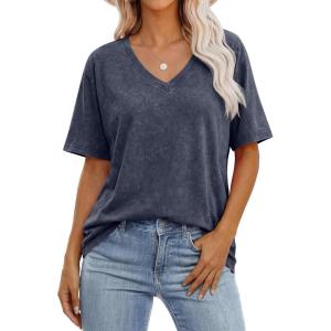 imageANRABESS Womens Oversized Acid Washed TShirt Short Sleeve Vintage Casual V Neck Tops 2026 Summer Basic Tee Trendy ClothesNavy Blue