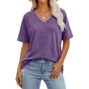 imageANRABESS Womens Oversized Acid Washed TShirt Short Sleeve Vintage Casual V Neck Tops 2026 Summer Basic Tee Trendy ClothesPurple
