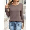imageANRABESS Long Sleeve Shirts for Women Casual Crewneck Basic Tee Tshirts Loose Fit Curved Hem Tunic Top 2026 Fall OutfitsBrown