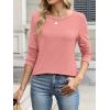 imageANRABESS Long Sleeve Shirts for Women Casual Crewneck Basic Tee Tshirts Loose Fit Curved Hem Tunic Top 2026 Fall OutfitsCoral