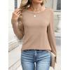 imageANRABESS Long Sleeve Shirts for Women Casual Crewneck Basic Tee Tshirts Loose Fit Curved Hem Tunic Top 2026 Fall OutfitsLight Brown