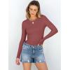 imageANRABESS Women Long Sleeve Shirts Rib Knit Slim Fit Tops Basic Tee Spring Outfits Casual TShirt Underscrubs Layer ClothesBrick Red