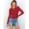imageANRABESS Women Long Sleeve Shirts Rib Knit Slim Fit Tops Basic Tee Spring Outfits Casual TShirt Underscrubs Layer ClothesBright Red