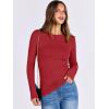 imageANRABESS Women Long Sleeve Shirts Rib Knit Slim Fit Tops Basic Tee Spring Outfits Casual TShirt Underscrubs Layer ClothesBright Red