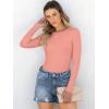 imageANRABESS Women Long Sleeve Shirts Rib Knit Slim Fit Tops Basic Tee Spring Outfits Casual TShirt Underscrubs Layer ClothesCoral